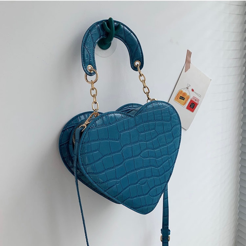 Blue Heart shaped crossbody Purse